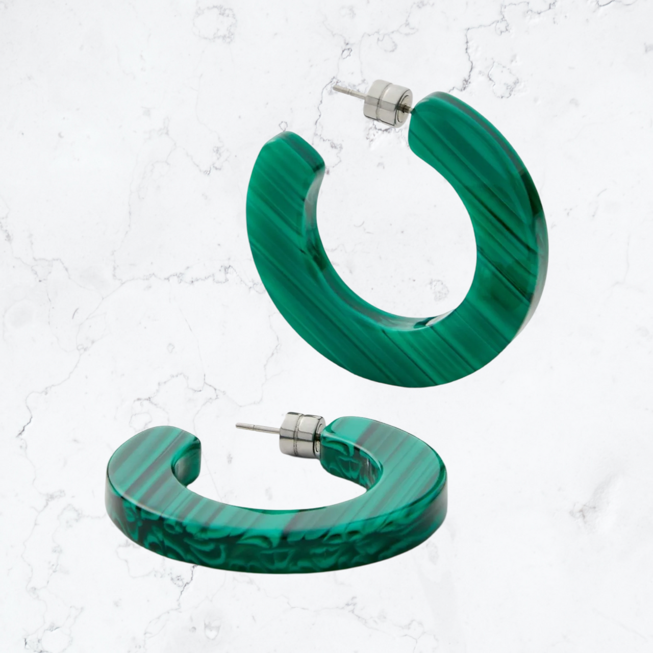 Earrings | Kate Hoops Malachite