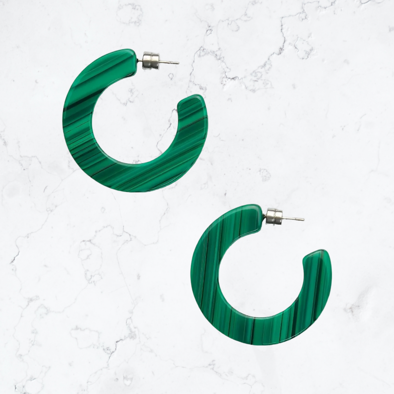 Earrings | Kate Hoops Malachite